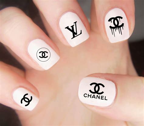 chanel nail decal|Chanel nail design stickers.